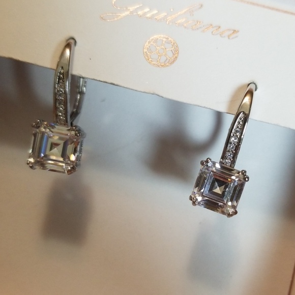 New Guiliana Sterling Silver Square CZ Earrings - Picture 2 of 6